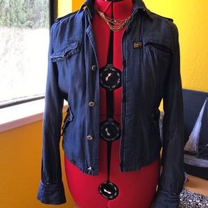 G star raw soft denim military jacket size small